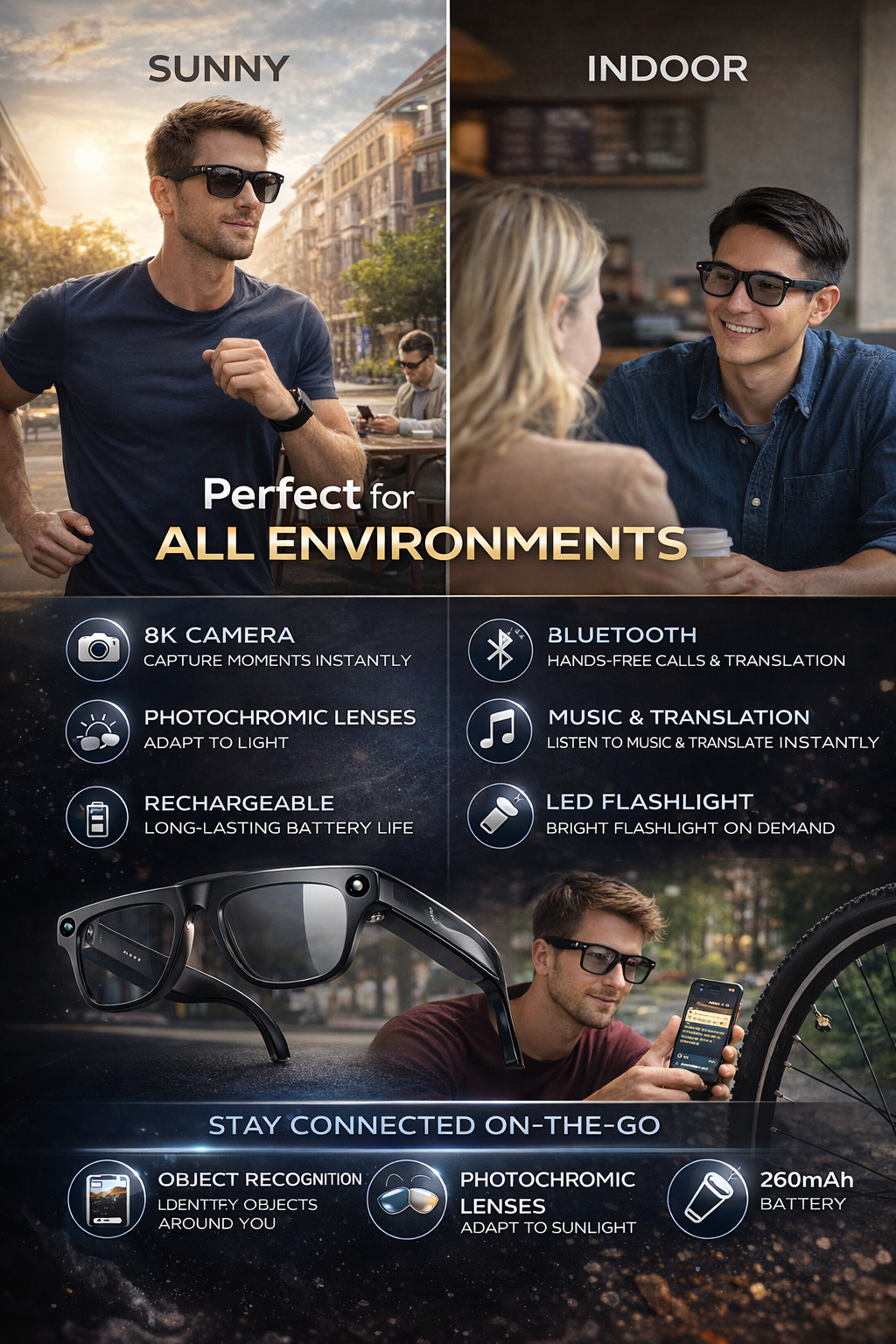 Gafas multifuncionales 8K con IA